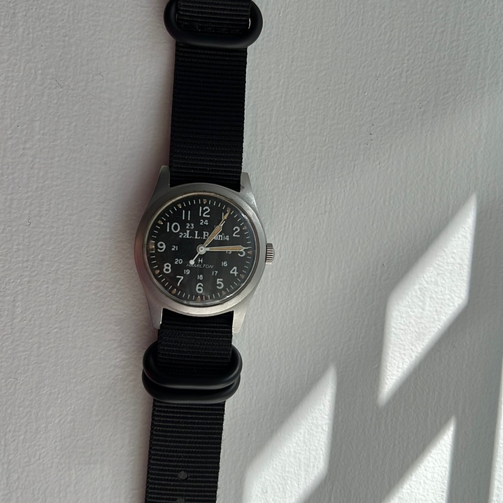 HAMILTON × L.L.Bean Field Watch Manual Winding Watch with Black Belt - as is